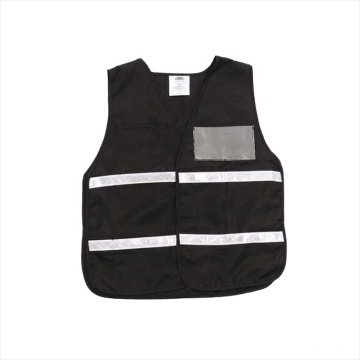 High visibility black reflective security custom safety vest